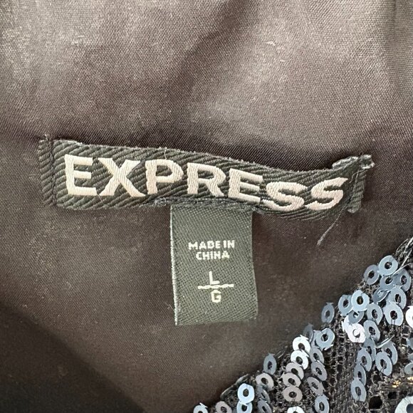 Express blue black sequined party dress size large going out fun sparkly - Picture 4 of 6